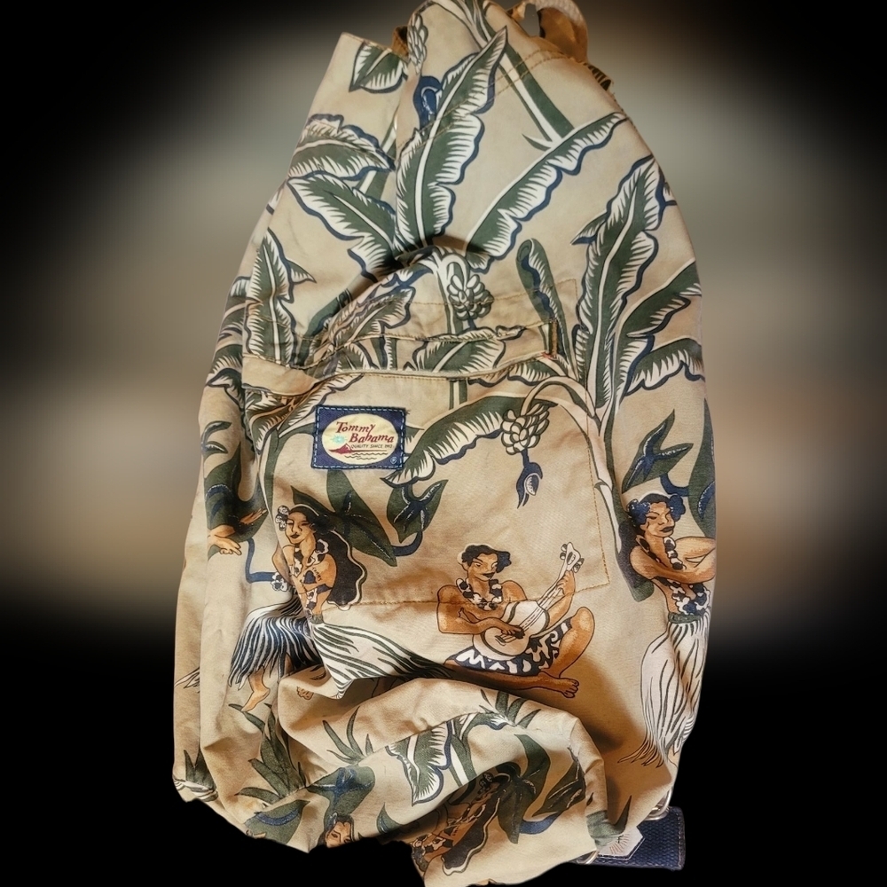 Tommy Bahama Hawaiian Theme Drawstring Beach Bucket‎ Backpack Sling Bag - Picture 3 of 9